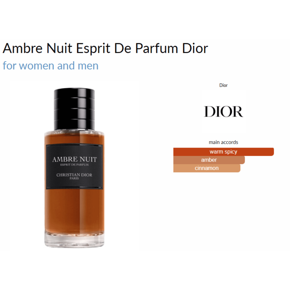 Ambre Nuit Esprit De Parfum Dior for women and men Decant Samples - Decant Sample