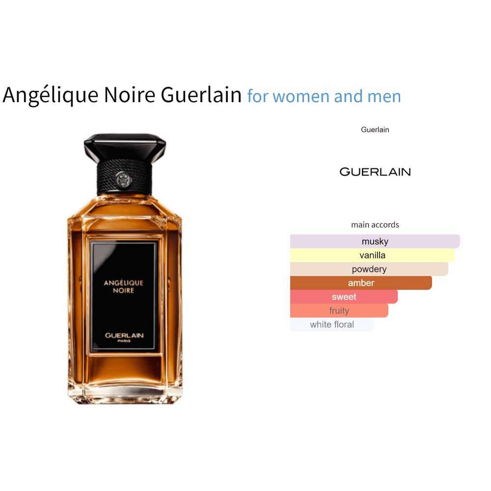 Angélique Noire Guerlain fragrance decant for women and men, amber floral scent with vanilla, amber, and white floral notes.