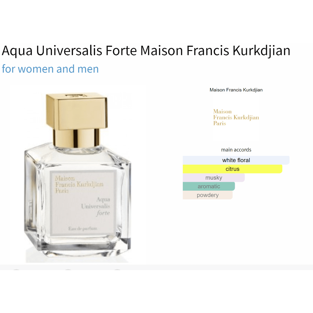 Aqua Universalis Forte fragrance bottle by Maison Francis Kurkdjian for women and men.