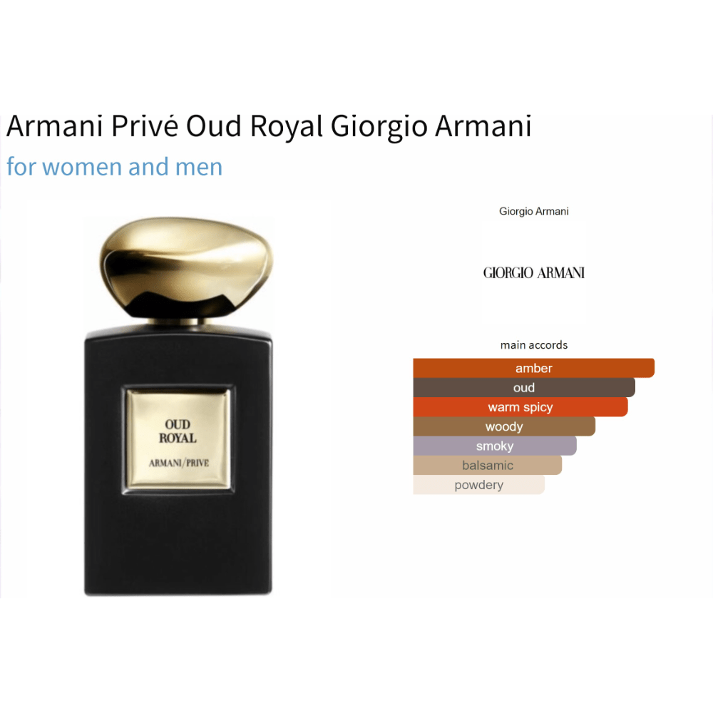 Armani Privé Oud Royal fragrance decant, amber woody scent, unisex, Giorgio Armani.