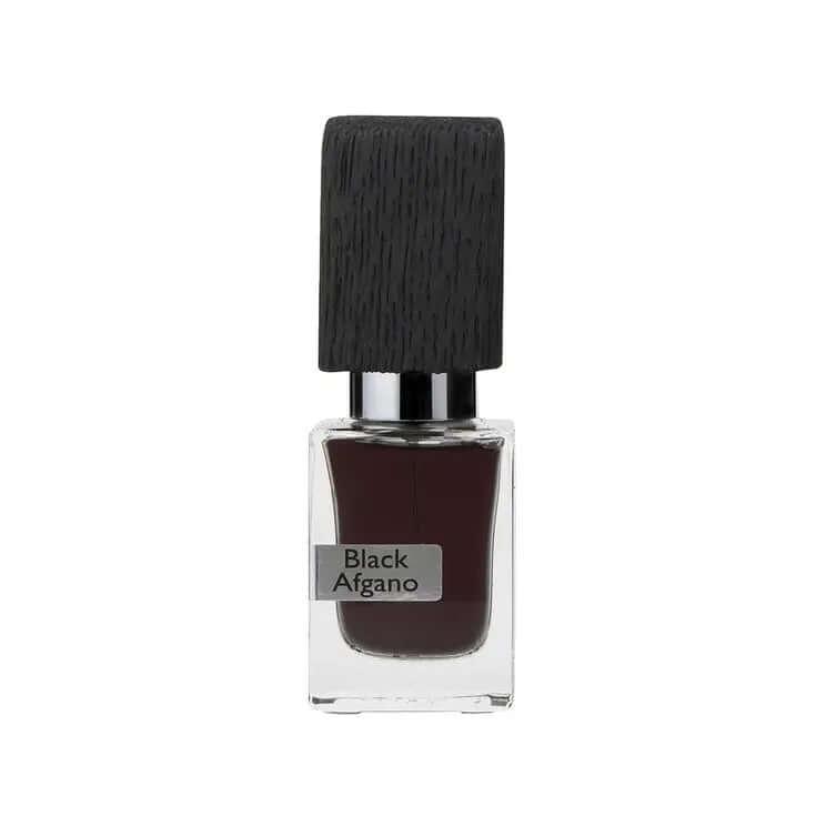 Black Afgano Nasomatto fragrance sample bottle with black cap for men and women.