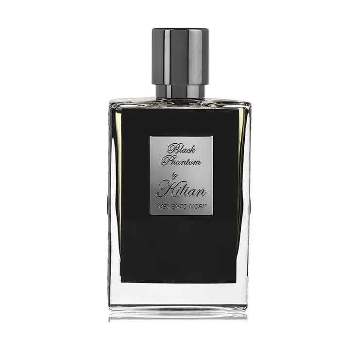 Black Phantom By Kilian fragrance decant bottle for women and men on a white background.