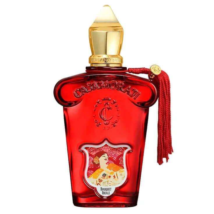 Red Casamorati bottle of Bouquet Ideale by Xerjoff, an amber woody fragrance for women launched in 2010.