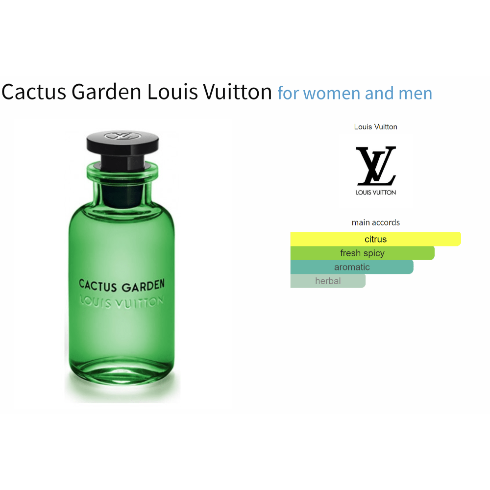 Cactus Garden Louis Vuitton unisex fragrance sample bottle with citrus aromatic notes.