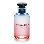 Louis Vuitton California Dream fragrance bottle with a vibrant gradient design.