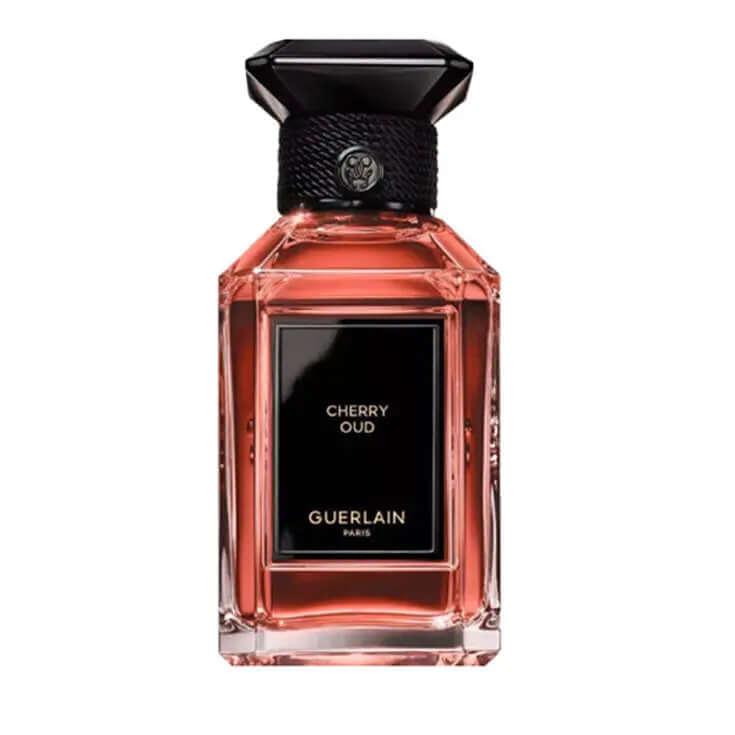 Cherry Oud Guerlain fragrance bottle for women and men, featuring luxurious notes of cherry, roses, leather, and oud.