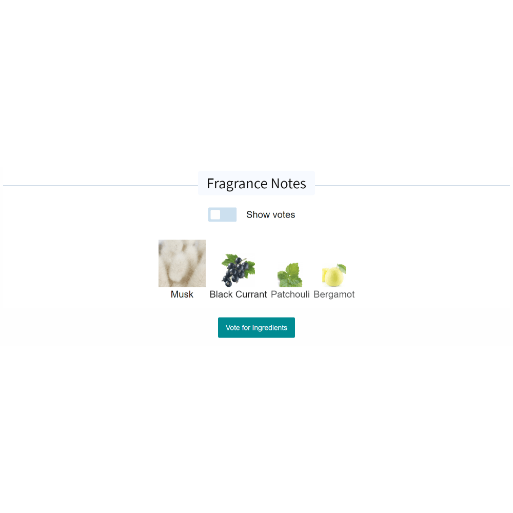Cosmic Cloud fragrance notes including musk, black currant, patchouli, and bergamot.