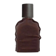 Cuoium Orto Parisi fragrance bottle with dark leather casing and black cap.