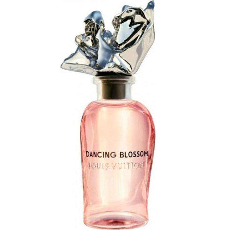 Dancing Blossom Louis Vuitton unisex fragrance bottle with sculpted cap.