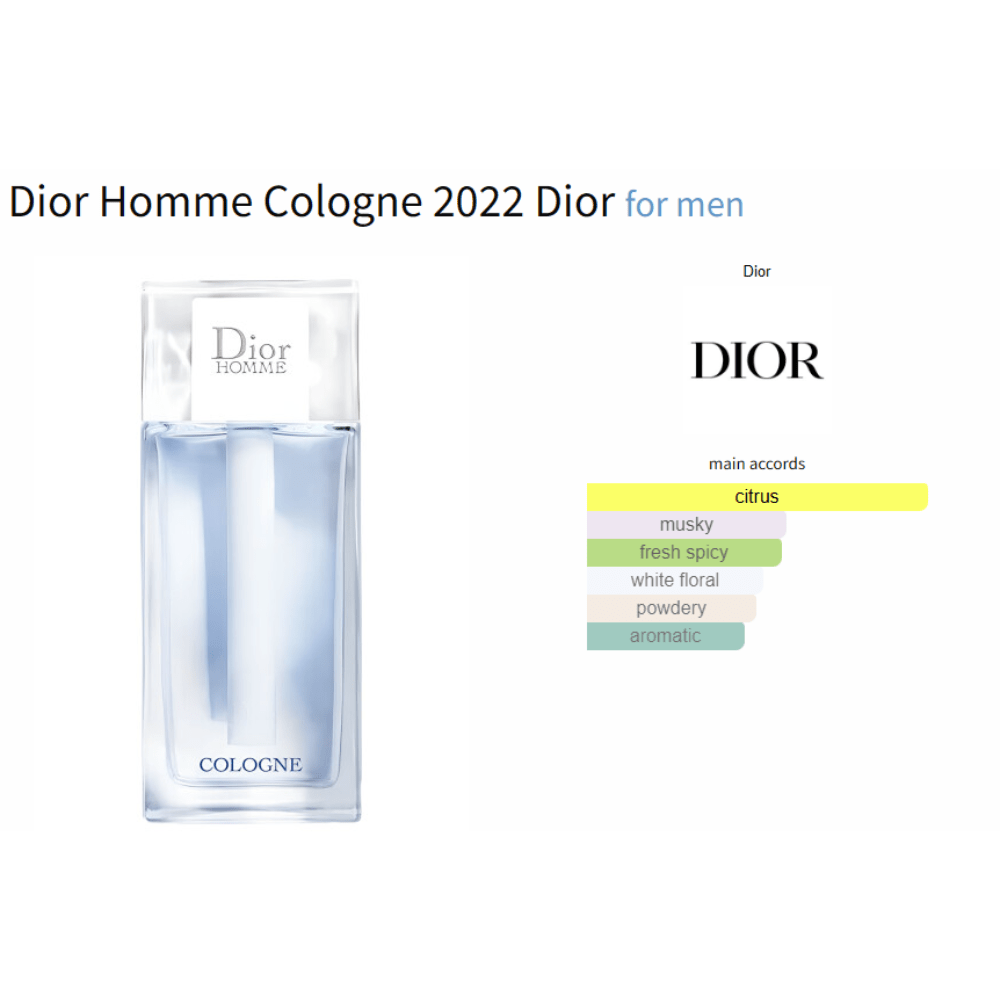 Dior Homme Cologne 2022 Dior for men - Decant Sample