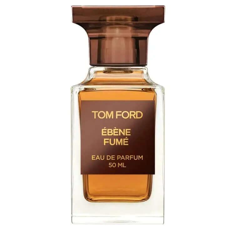 Tom Ford Ébène Fumé fragrance bottle for women and men, amber woody scent.