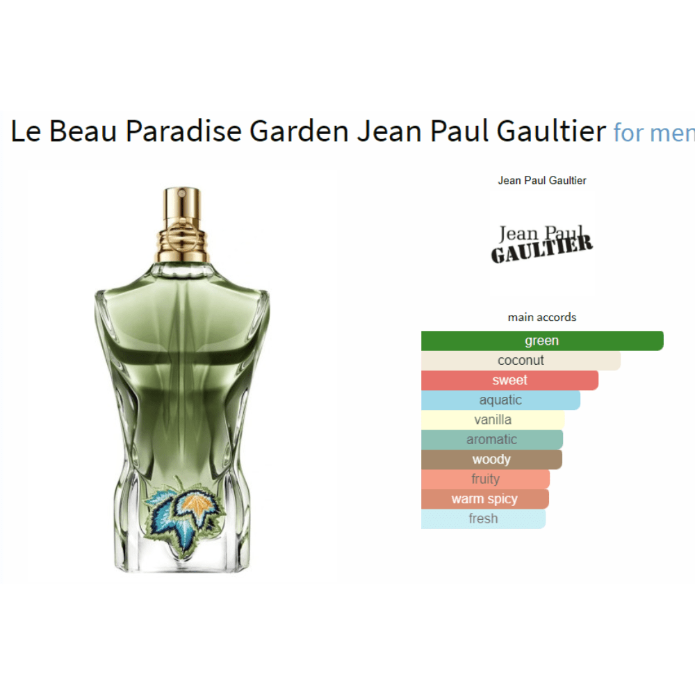 Le Beau Paradise Garden Jean Paul Gaultier for men Decant Samples - Decant Sample