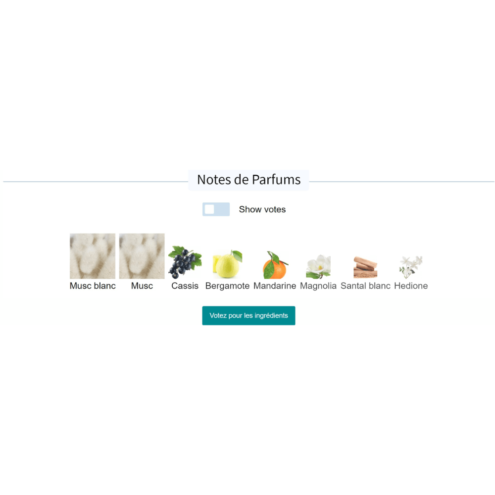 Musk Therapy fragrance ingredients including musc blanc, musc, cassis, bergamot, mandarin, magnolia, white sandalwood, and hedione.