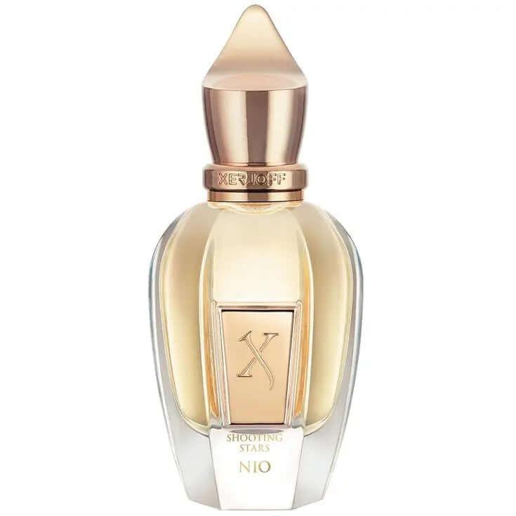 Xerjoff Nio fragrance bottle for men, elegant design, woody spicy scent.