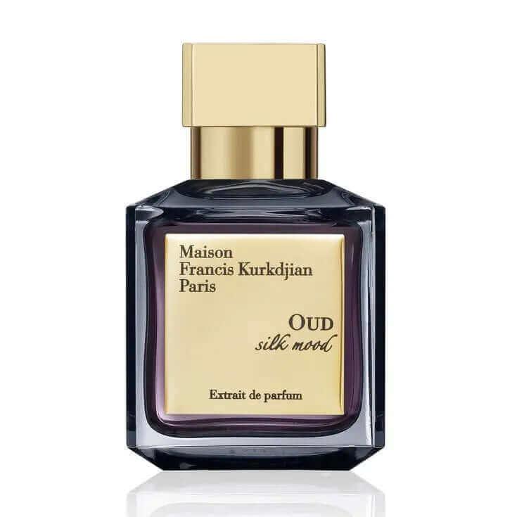 Maison Francis Kurkdjian Oud Silk Mood Extrait de Parfum bottle on white background.