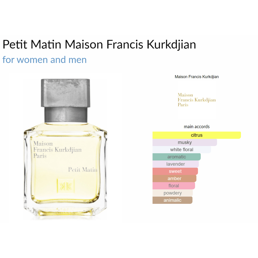 Petit Matin Maison Francis Kurkdjian for women and men - Decant Sample