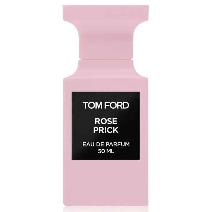 Tom Ford Rose Prick Eau de Parfum bottle in pink with black label.