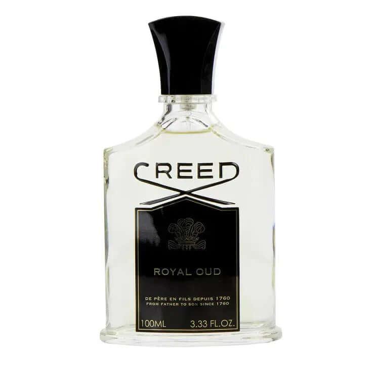Royal Oud Creed fragrance bottle for women and men, featuring sophisticated Amber Fougere scent.
