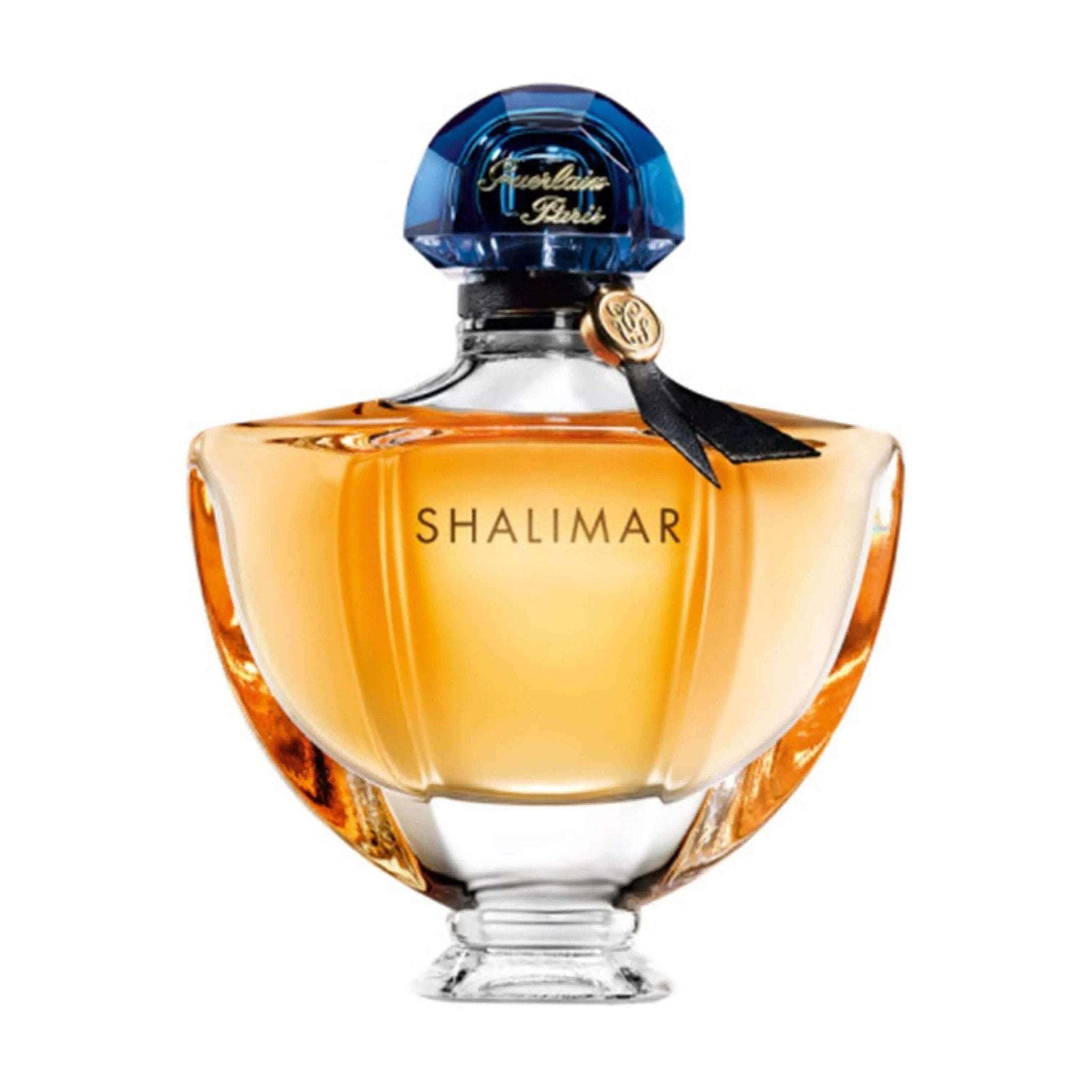 Shalimar Eau de Parfum by Guerlain in elegant bottle, amber spicy fragrance for women, travel decant size.
