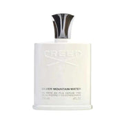Silver Mountain Water Creed unisex fragrance bottle with silver cap and white packaging