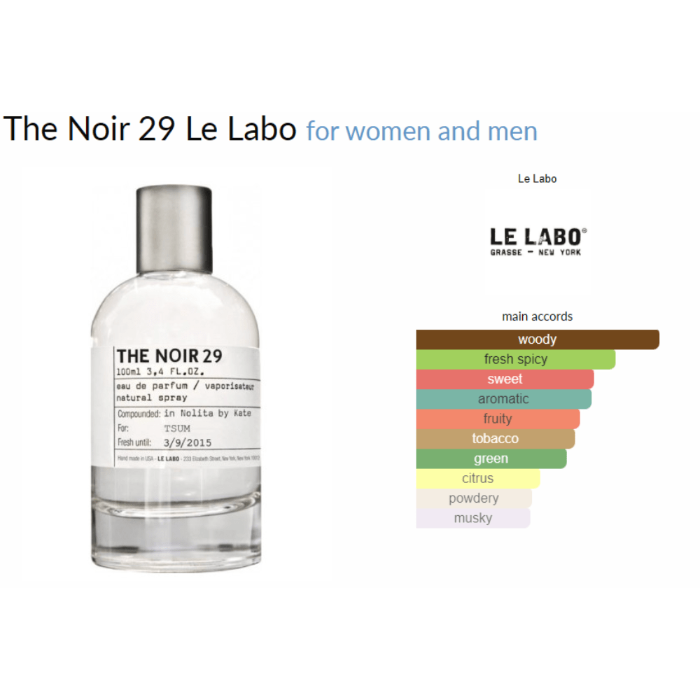 The Noir 29 Le Labo for women and men Decant Samples - Decant Sample